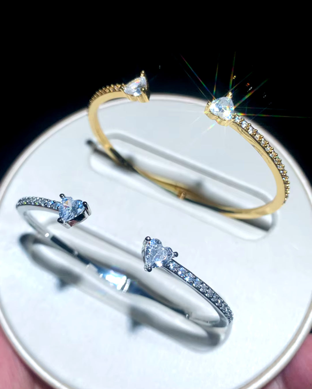 Heart Charm Cuff Bangle