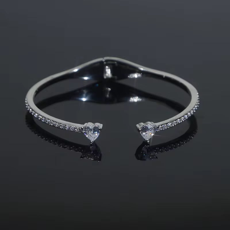Heart Charm Cuff Bangle